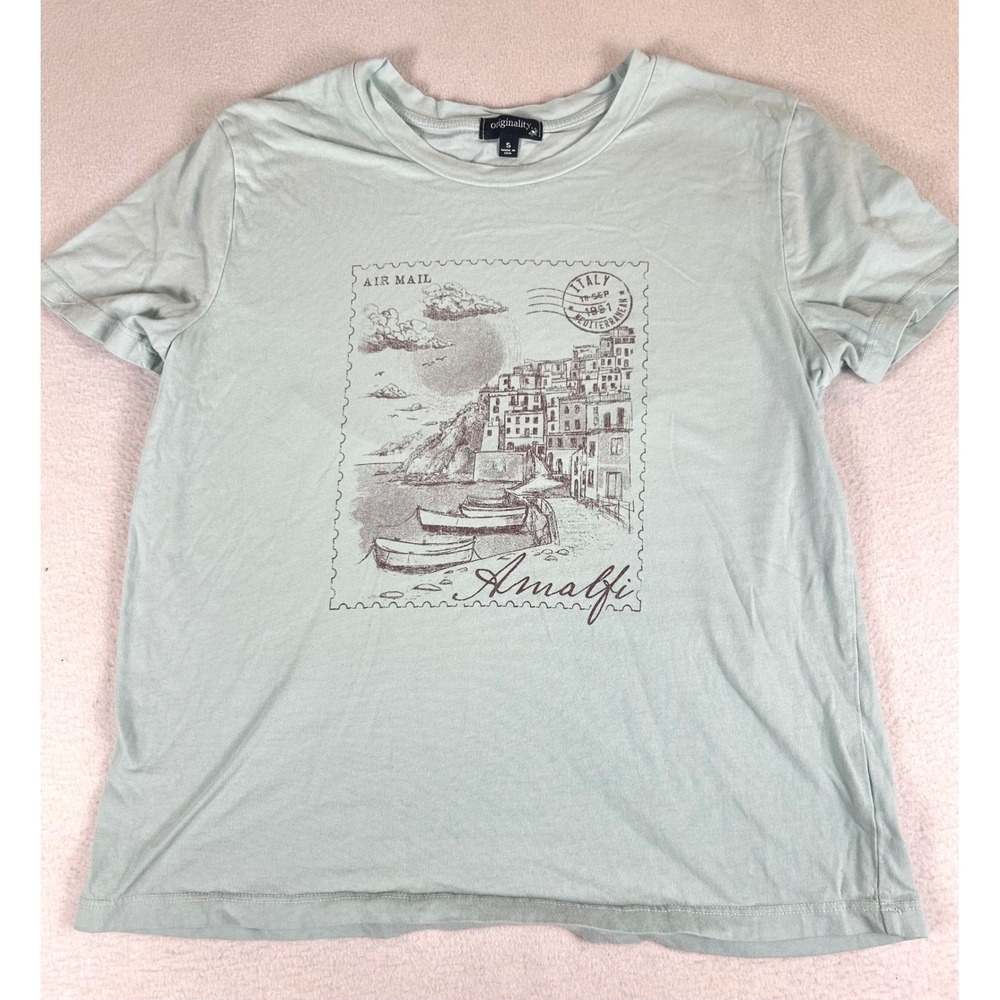Originality Graphic T-Shirt Women S Green Amalfi‎ Italy Coastal Summer Tee